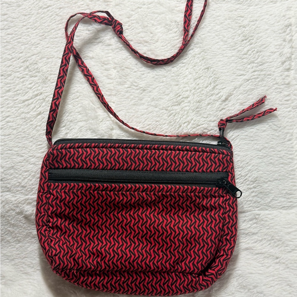 Val In Stitches Handmade Red and Black Women's Small Purse/Cosmetic Bag